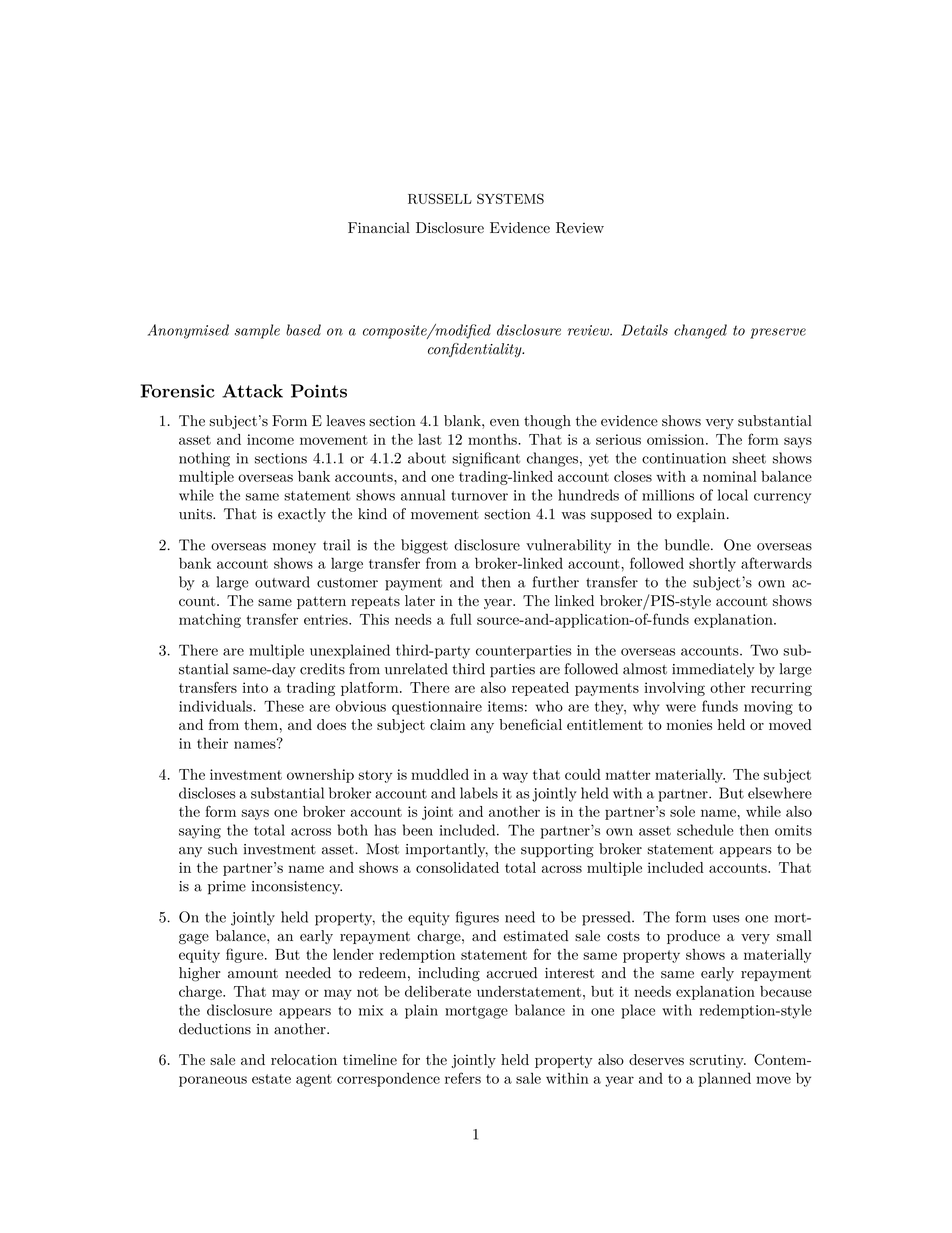 Preview of Example Financial Disclosure Analysis